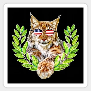 The usa lynx cat in freedom a wild cat in satisfaction Sticker